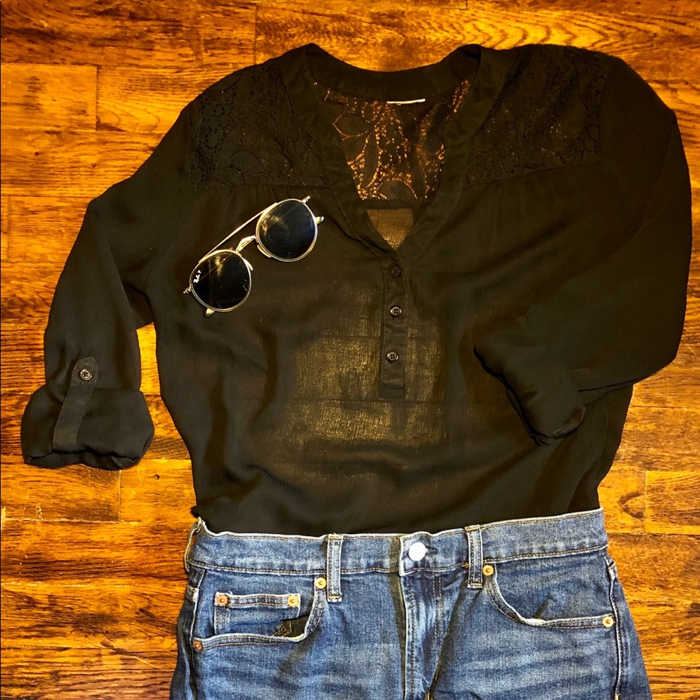 Lace Detail Sheer Top